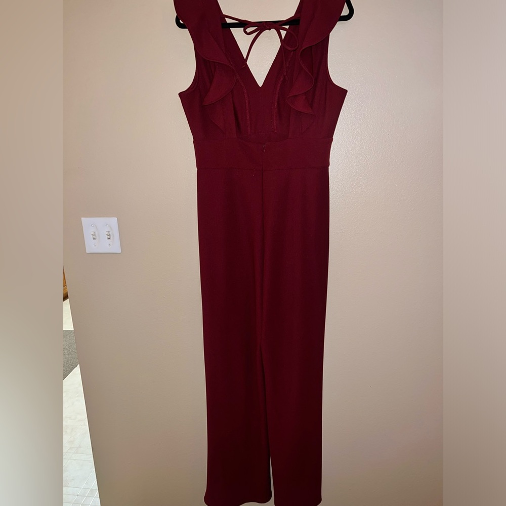 Elegant Red Sleeveless Jumpsuit size L